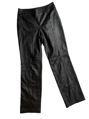 LOFT Black Straight-Leg 100% Leather pants